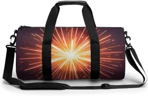 Explosion Firework 3D Cylindrical Gym Bag Travel Duffel Bag with Dry Wet Separated Pocket for Men And Women Overnight Bag Weekender Bag Training Handbag Yoga Bag