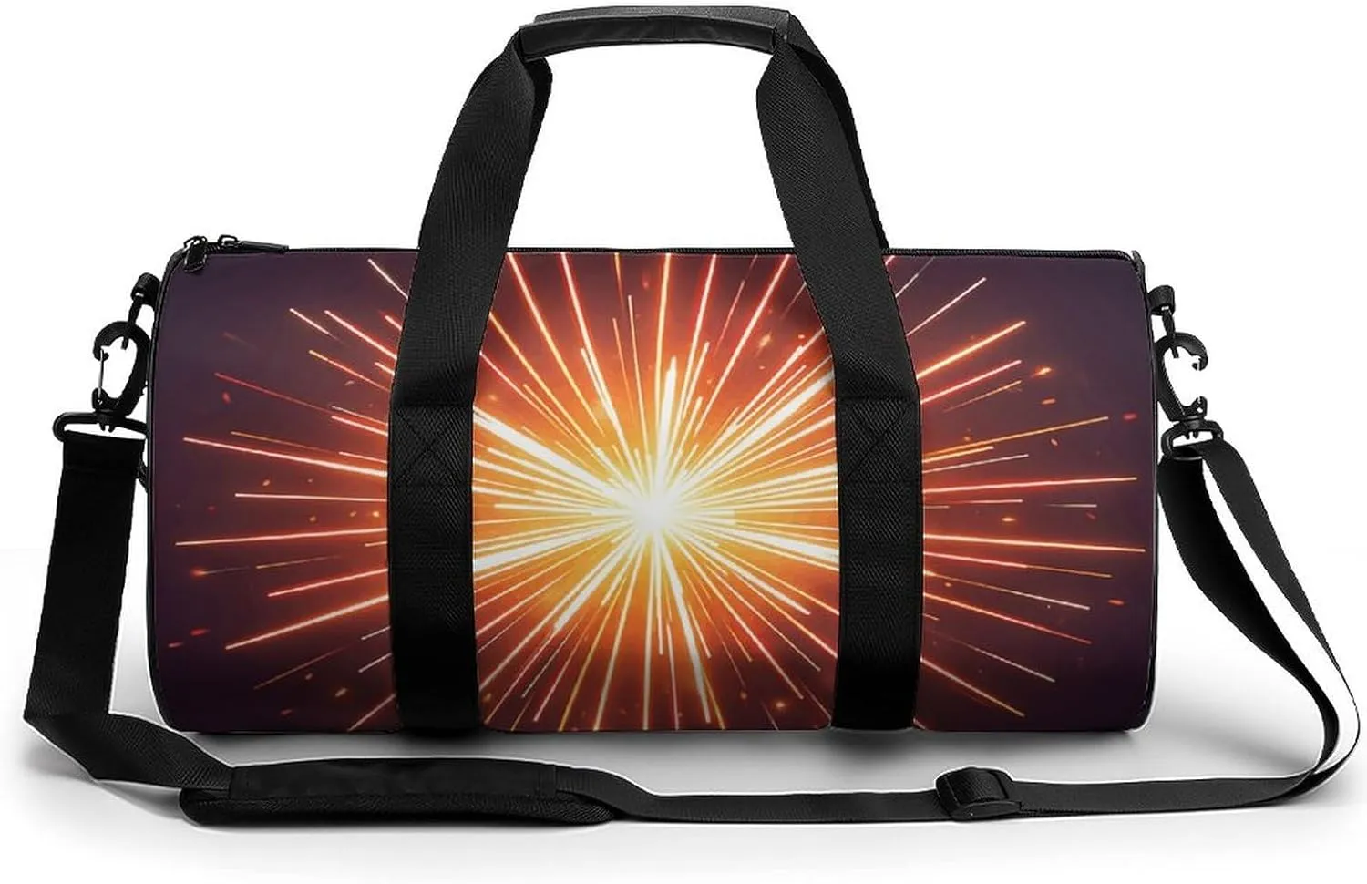 Explosion Firework 3D Cylindrical Gym Bag Travel Duffel Bag with Dry Wet Separated Pocket for Men And Women Overnight Bag Weekender Bag Training Handbag Yoga Bag