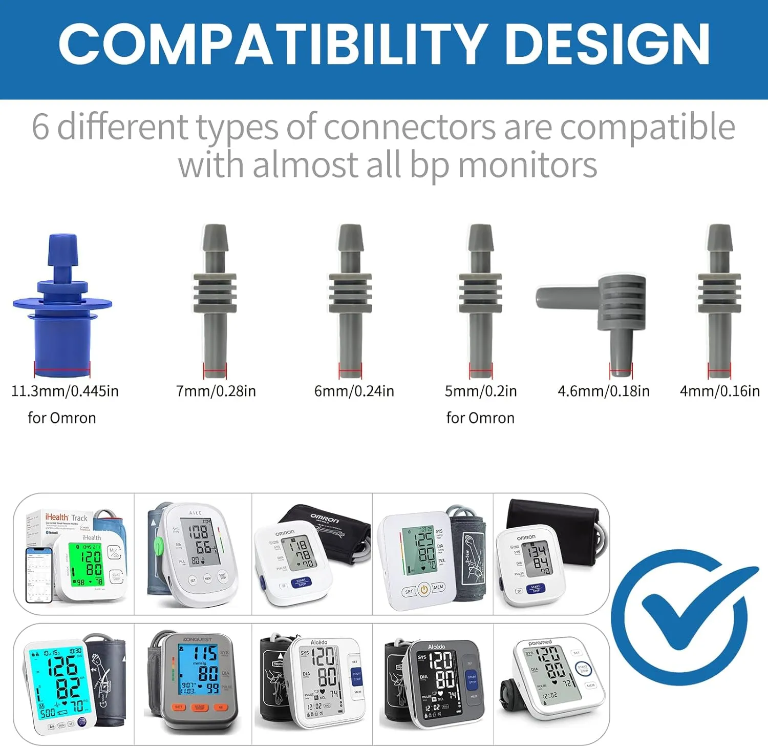 Extra Large Blood Pressure Cuff for Big Arms, XL Bp Cuff(38-55cm) - 6 Different Blood Pressure Connectors are Compatible with Almost All Bp Monitors