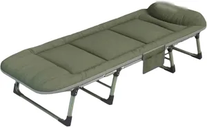 Extra Wide Camping Cot with Thick Mattress, Height Adjustable Folding Cot with Pillow, Breathable Soft Portable Folding Bed for Sleeping