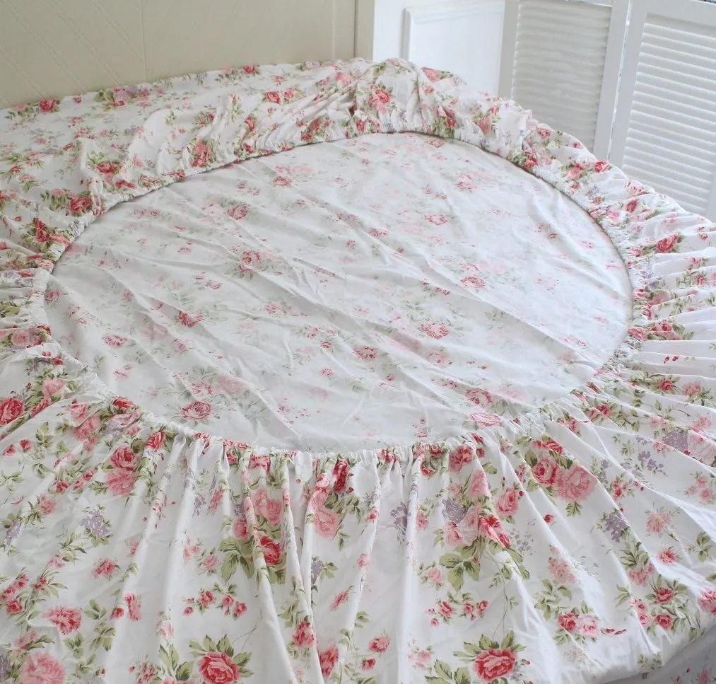 FADFAY Cotton Bed Sheets Set Rose Floral Bed Sheets 4-Piece Queen Size