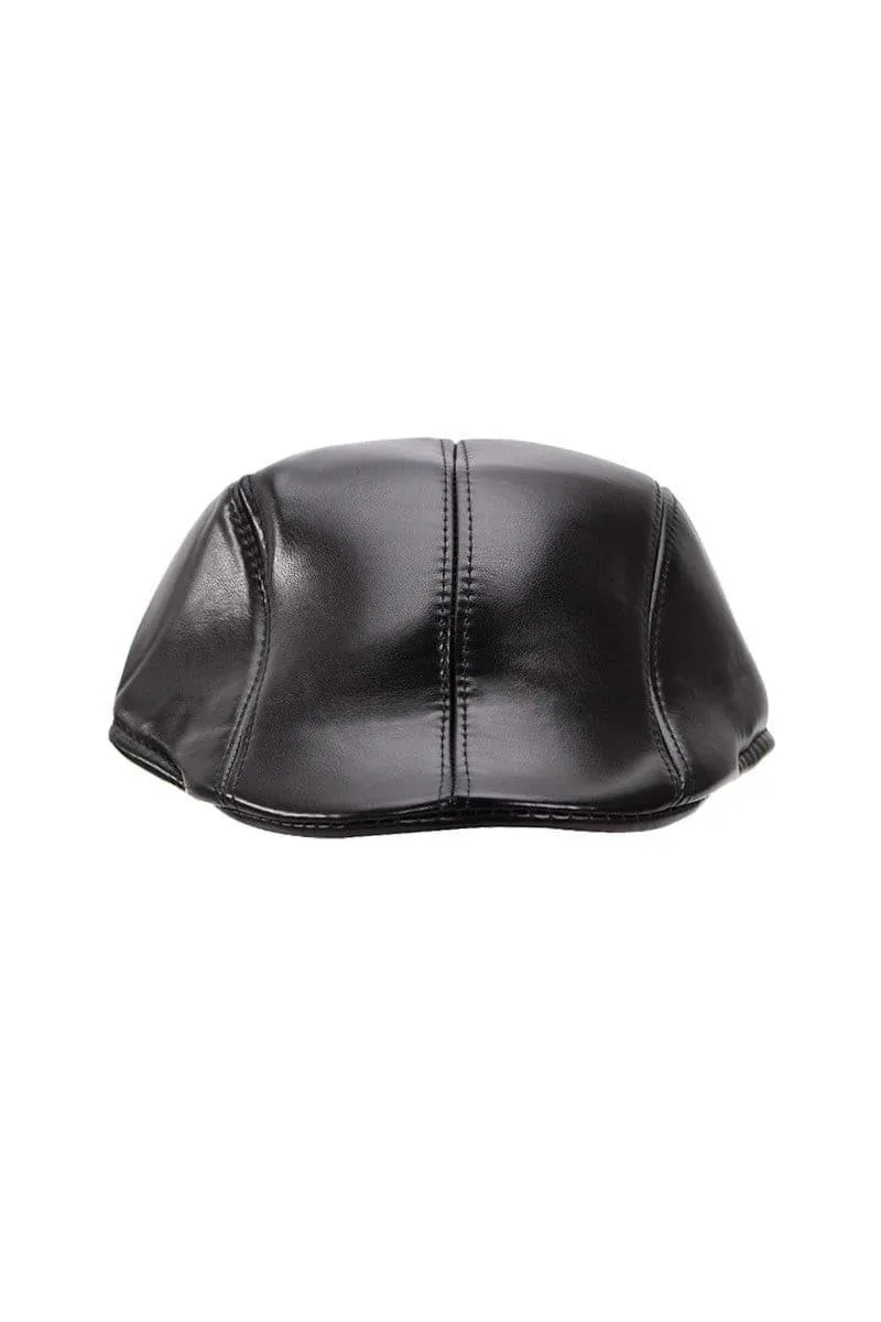 Faux Leather Newsboy Cap