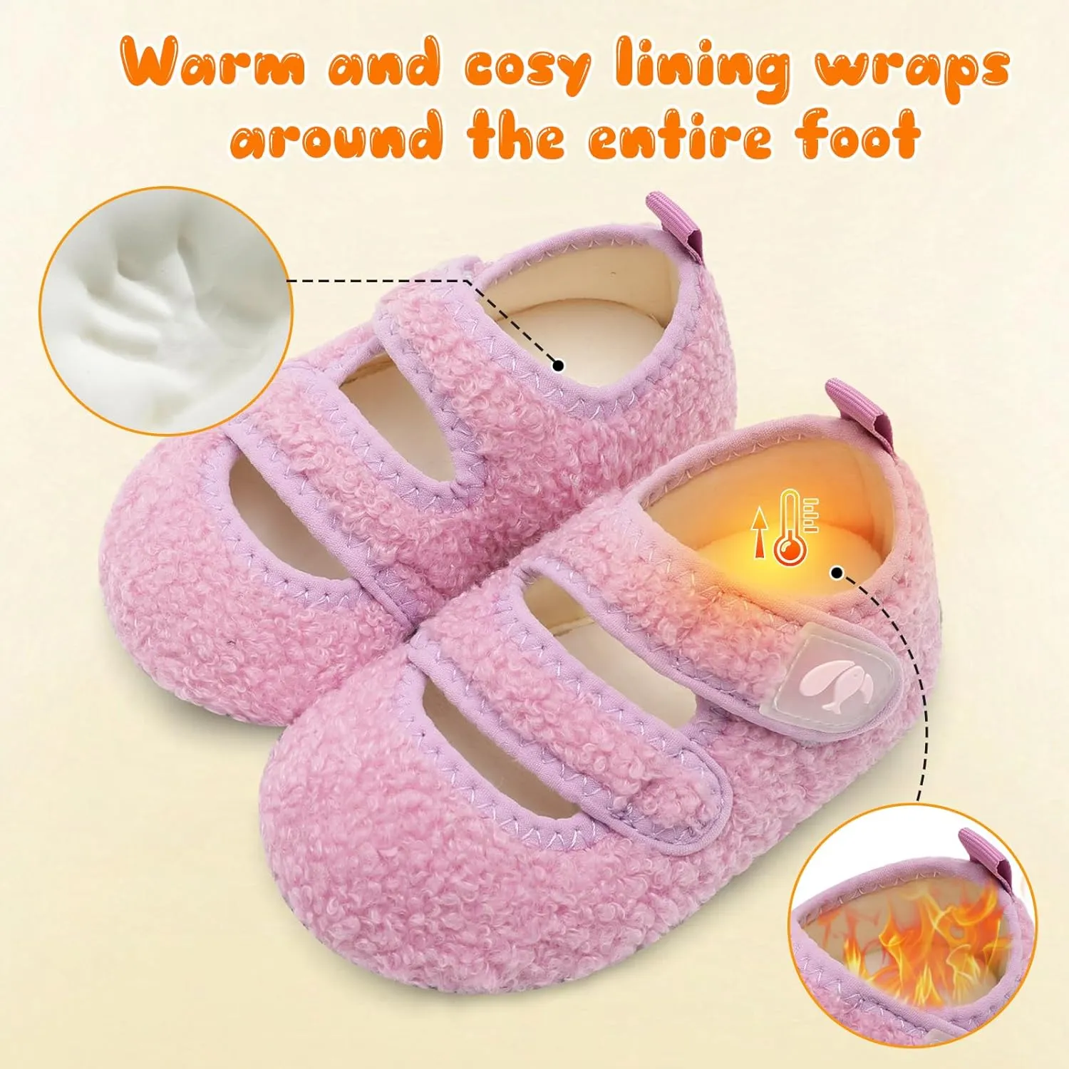 FEETCITY Toddler House Slippers - Boys & Girls Winter Kids Indoor Home Shoes - Warm Socks