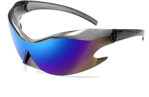 FEISEDY Futuristic Sunglasses, Fashion Alien Y2K Wrap Around for Women Men B4135
