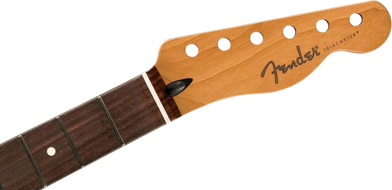 Fender Telecaster Guitar Neck, Satin Roasted Maple, 22 Jumbo Frets, Flat Oval Shape, Maple and Rosewood Fingerboard