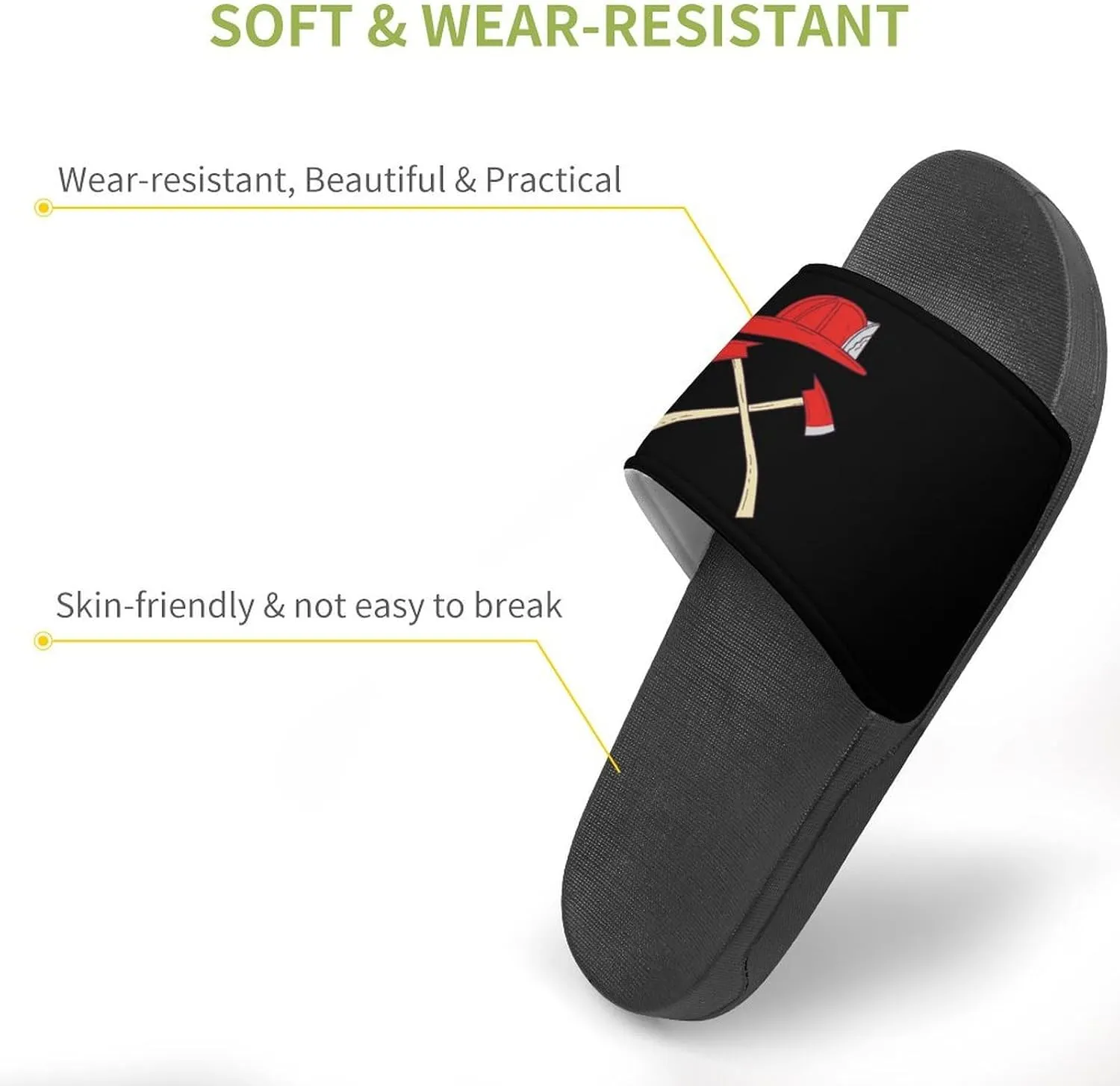 Fire Axe Firefighter House Slippers for Women Men Shower Slides Bathroom Sandals