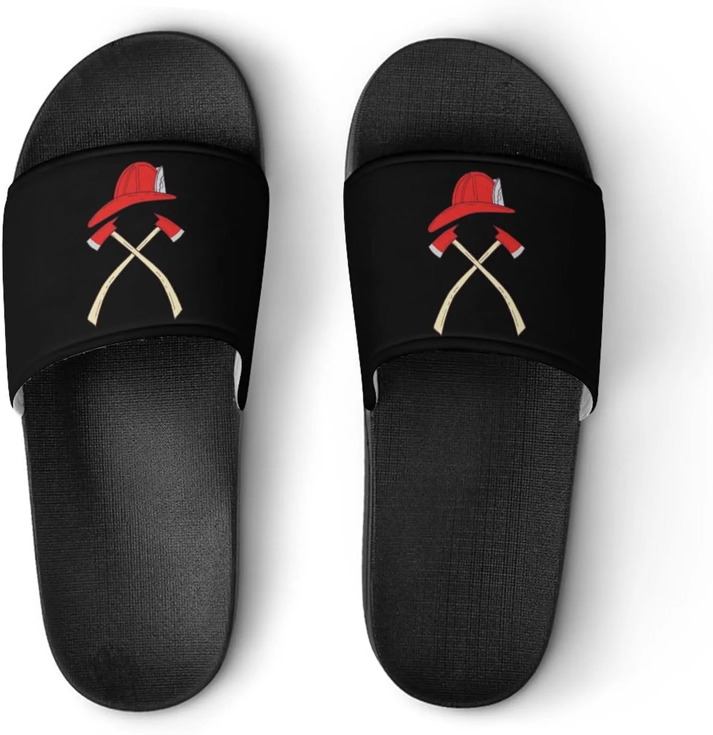 Fire Axe Firefighter House Slippers for Women Men Shower Slides Bathroom Sandals