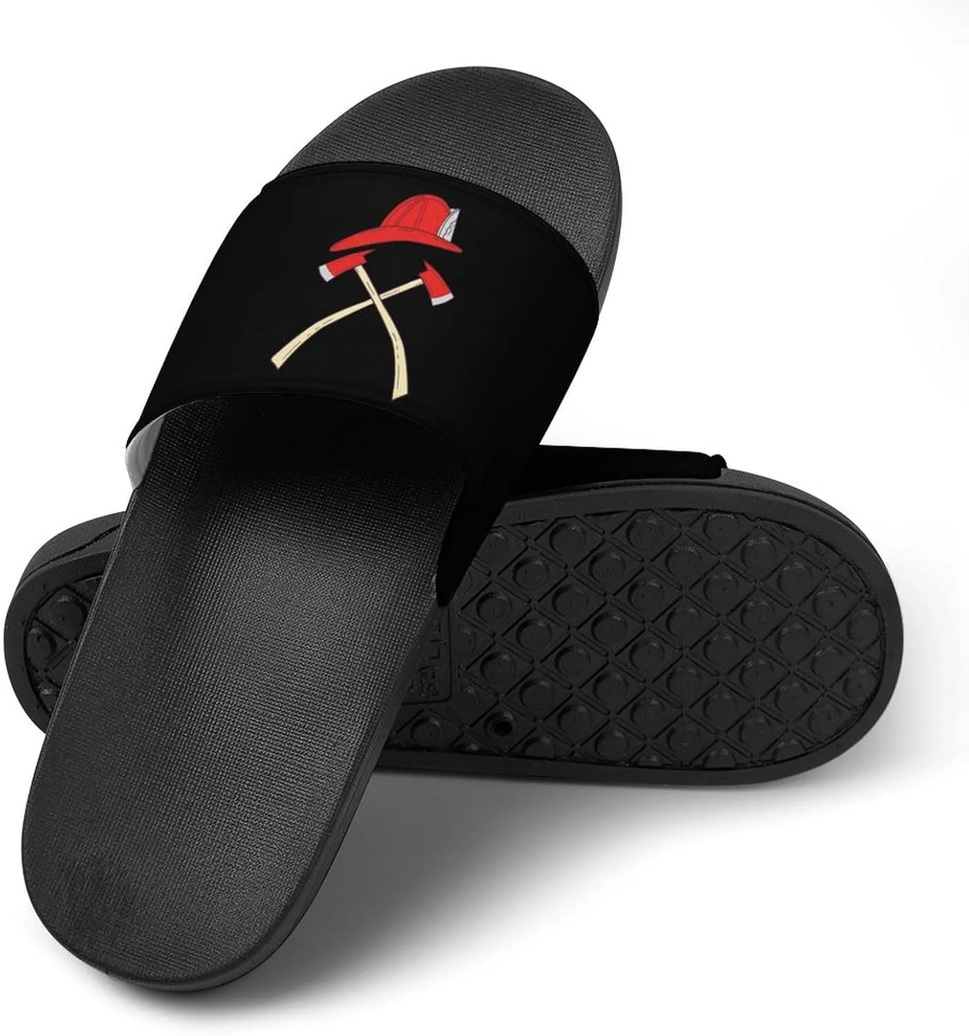 Fire Axe Firefighter House Slippers for Women Men Shower Slides Bathroom Sandals