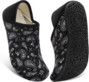 Fires Womens Mens Slippers with Rubber Sole Soft-Lightweight House Slipper Socks Around House Shoes Non Slip Indoor/Outdoor
