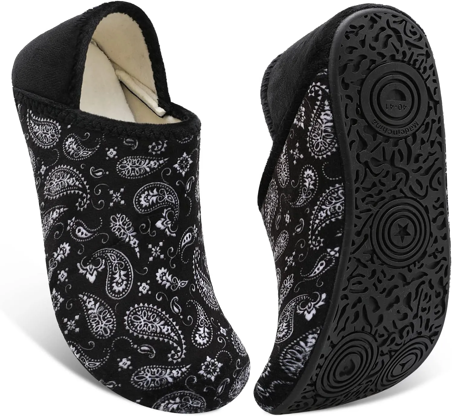 Fires Womens Mens Slippers with Rubber Sole Soft-Lightweight House Slipper Socks Around House Shoes Non Slip Indoor/Outdoor