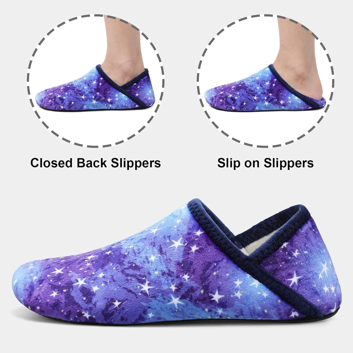 Fires Womens Mens Slippers with Rubber Sole Soft-Lightweight House Slipper Socks Around House Shoes Non Slip Indoor/Outdoor