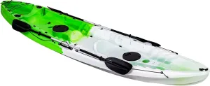 Fishing Kayaks, 12.4FT, 2-3 Person Sit on Top Kayak for Adults with Paddle & Comfortable Seat, Capacity of 600LBS, Hard Shell Recreational Ocean Kayak Boat