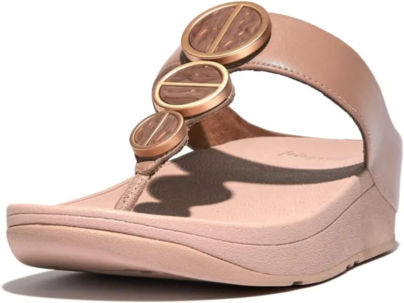 FitFlop Women's Halo Metallic-Trim Toe-Post Sandals