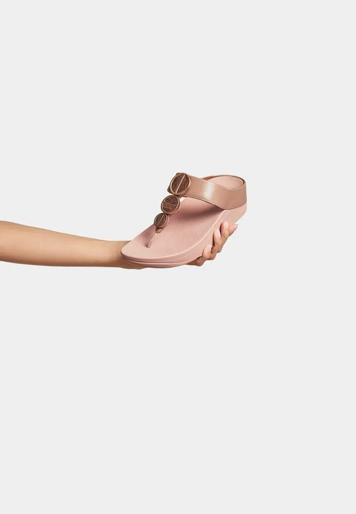 FitFlop Women's Halo Metallic-Trim Toe-Post Sandals