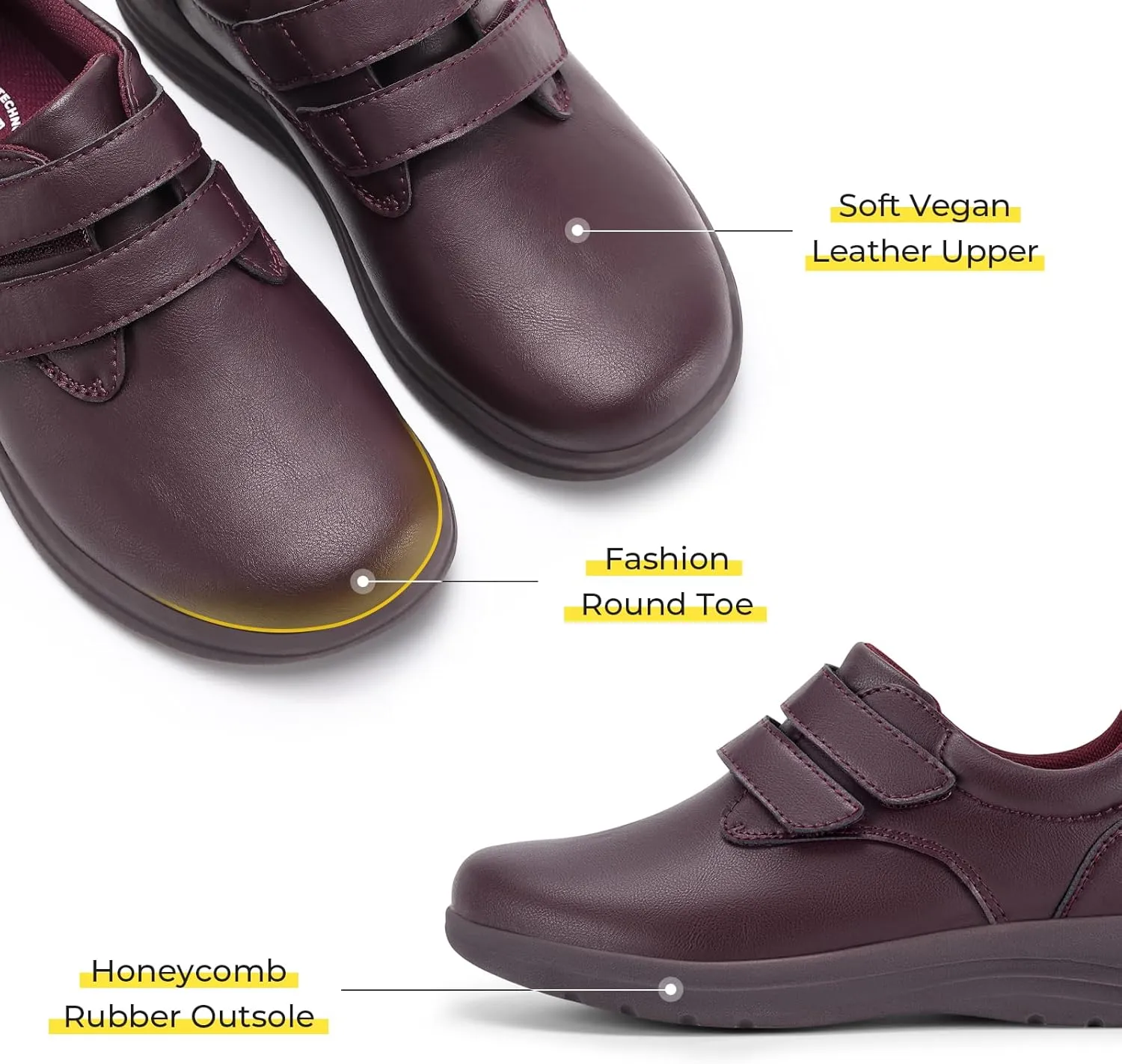 FitVille Wide Diabetic Walking Shoes for Women, Dress Casual Comfortable Leather Oxford Shoes for All-Day Comfort
