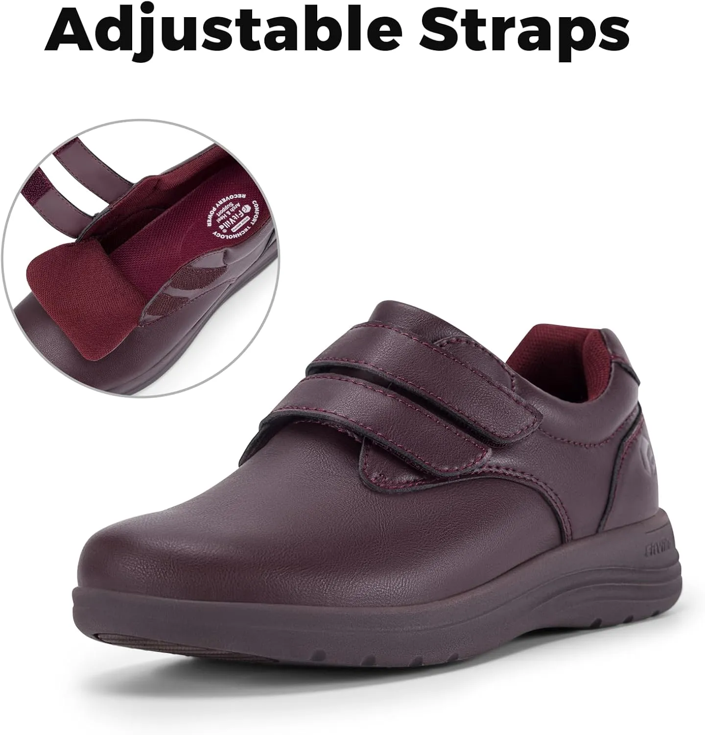 FitVille Wide Diabetic Walking Shoes for Women, Dress Casual Comfortable Leather Oxford Shoes for All-Day Comfort