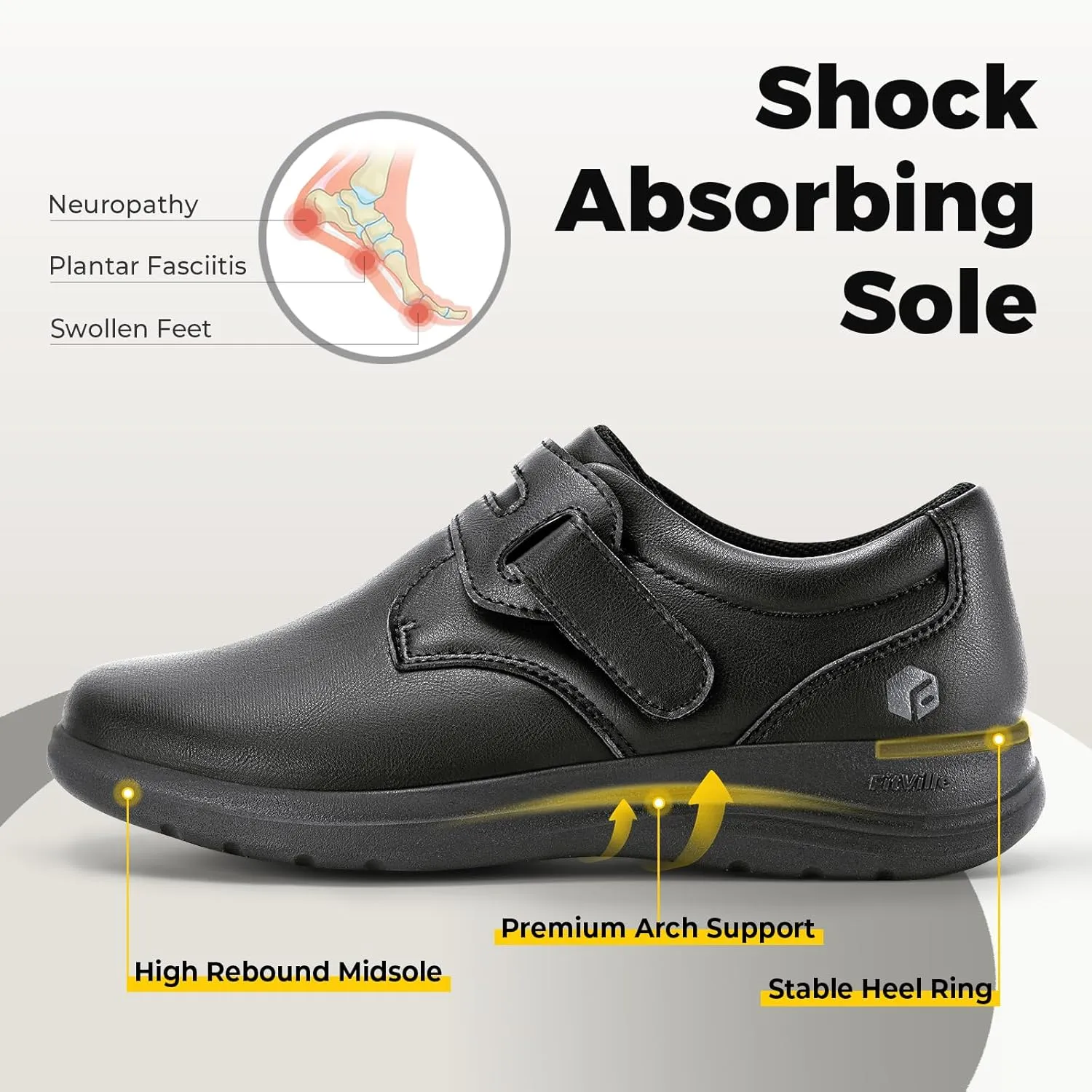 FitVille Wide Walking Shoes for Women Diabetic Dress Shoes with Arch Support Casual Orthopedic Leather Oxford Shoes All Day Comfort