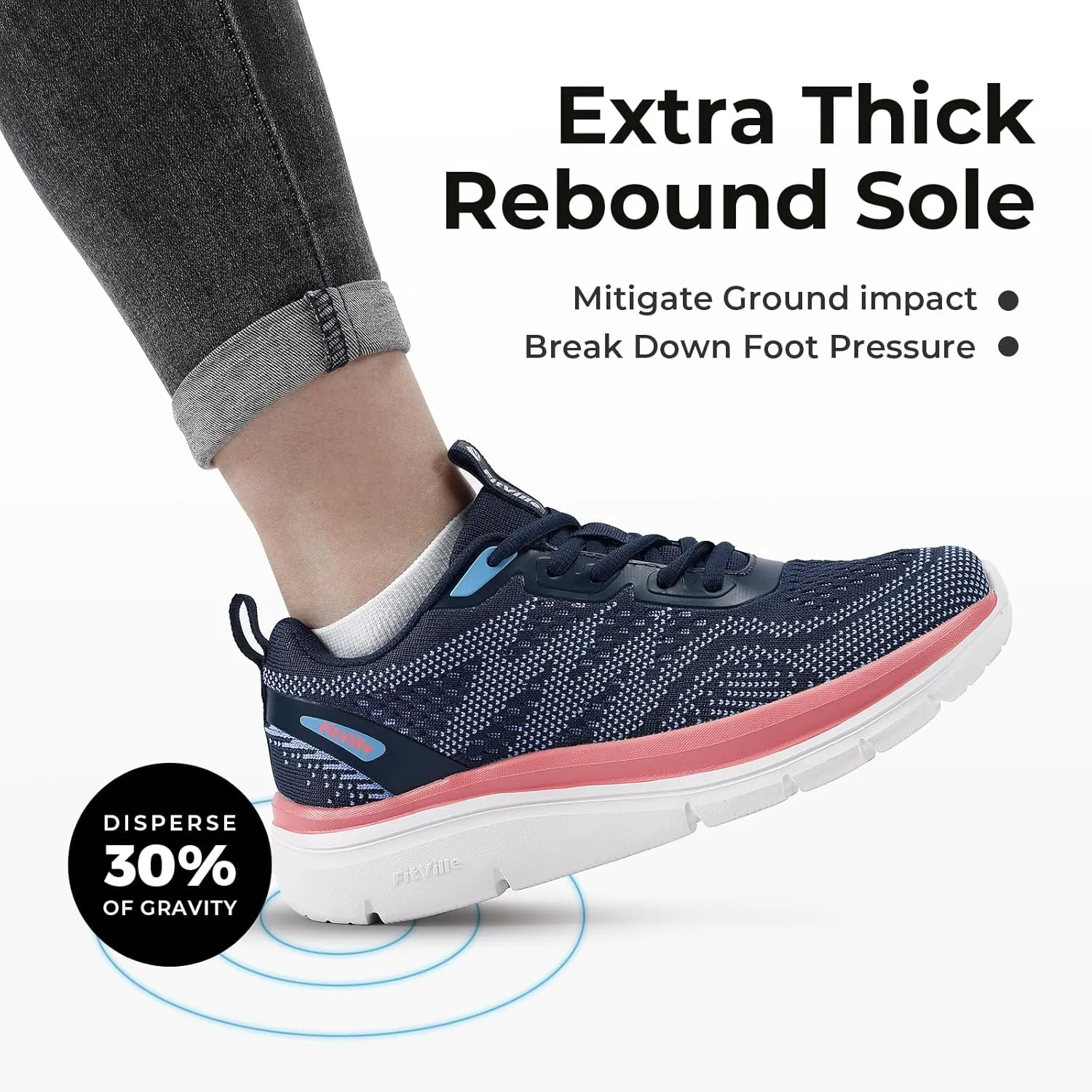 FitVille Women's Walking Shoes Wide Width Sneakers Wide Shoes for Women Foot Pain Relief - Cloud Walker V8