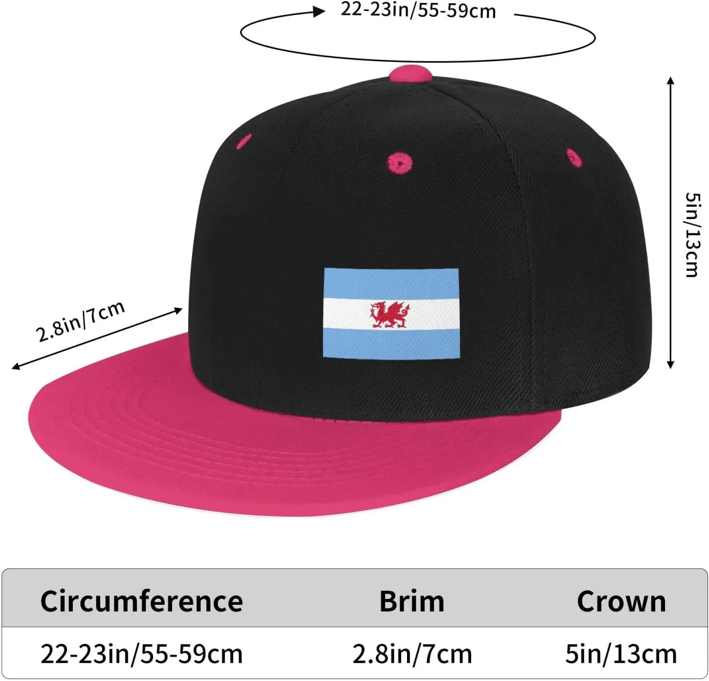 Flag of The Welsh Colony in Patagonia Snapback Hats for Men Women Hat Baseball Cap Flat Bill Visor White Hat