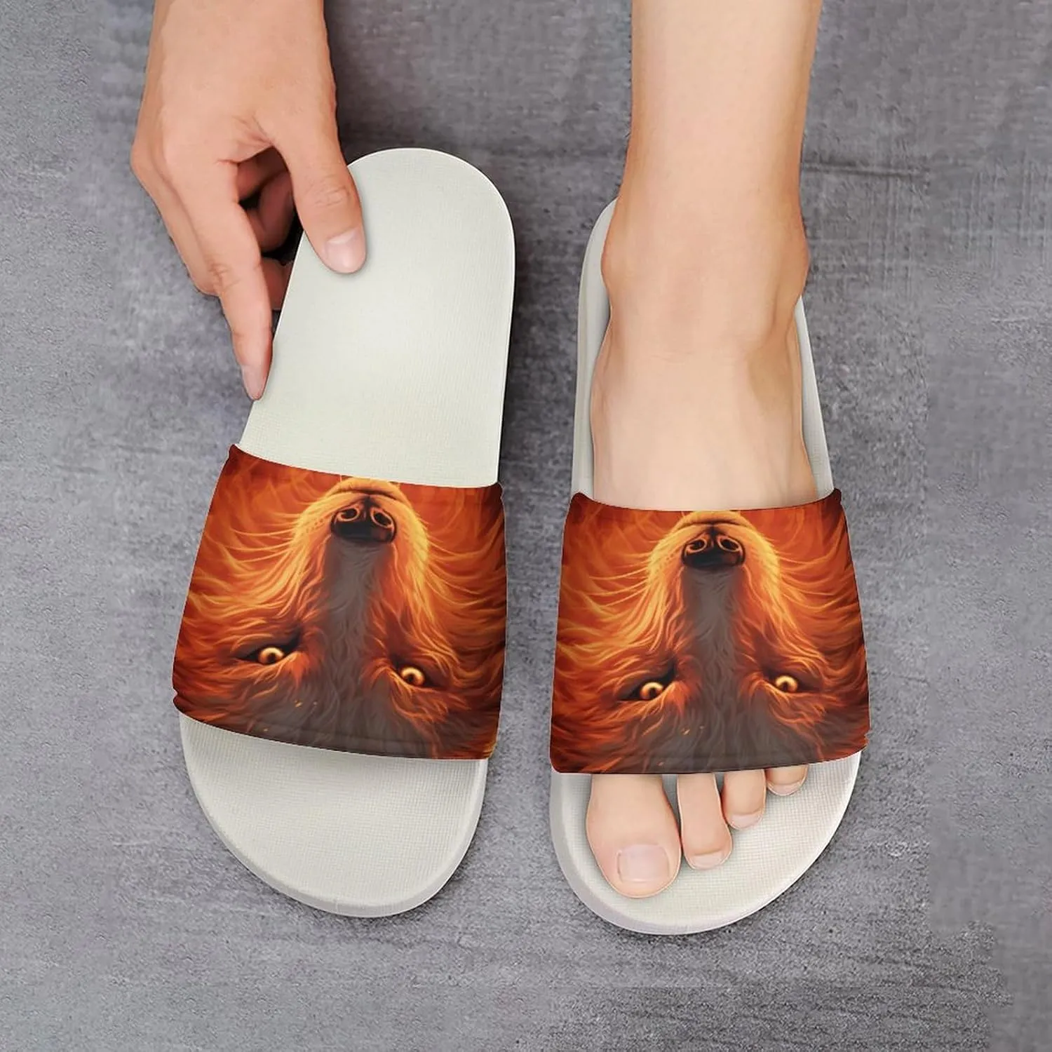 Flaming Wolf Open Toe Slippers for Women And Men Non Slip Shower Slippers Home Slippers