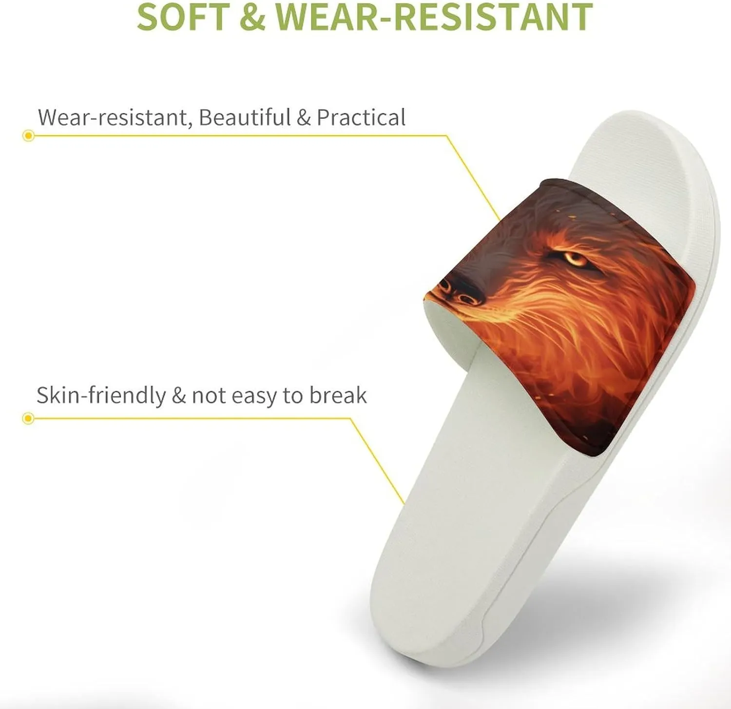 Flaming Wolf Open Toe Slippers for Women And Men Non Slip Shower Slippers Home Slippers