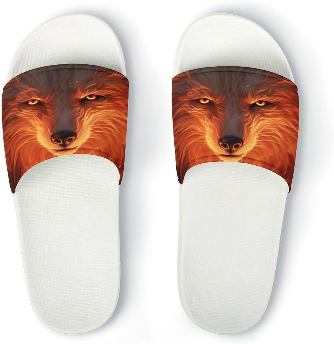 Flaming Wolf Open Toe Slippers for Women And Men Non Slip Shower Slippers Home Slippers