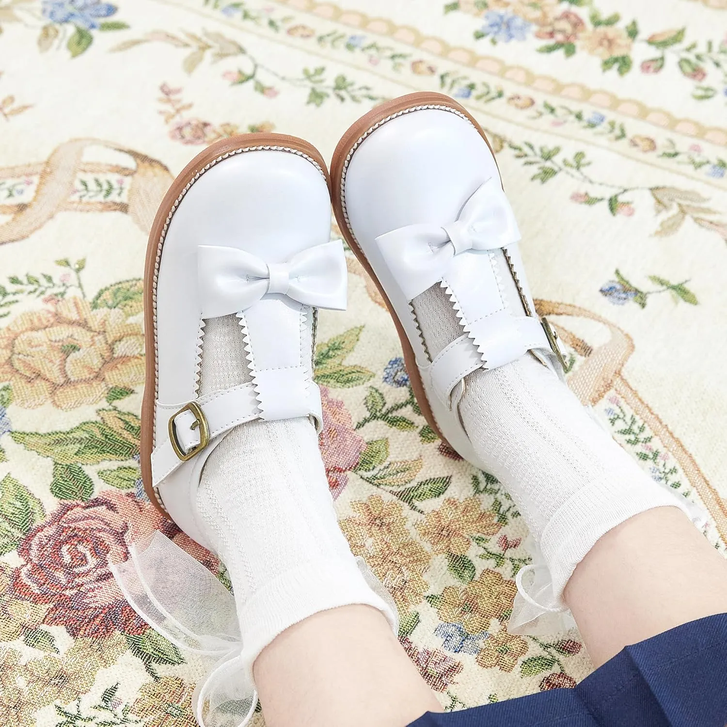 Flaryzone Toddler Little Girl Mary Jane School Uniform Oxfords Flat Dress Shoes