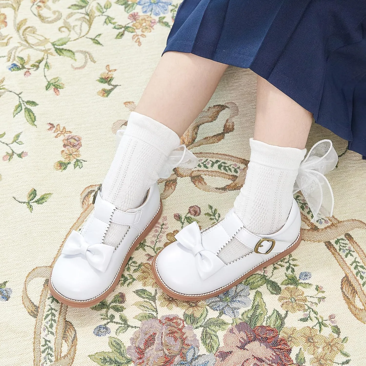 Flaryzone Toddler Little Girl Mary Jane School Uniform Oxfords Flat Dress Shoes