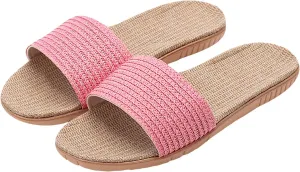 Flat bottom slippers Beach non-slip linen shoes Comfortable indoor shoes Open flip-flops
