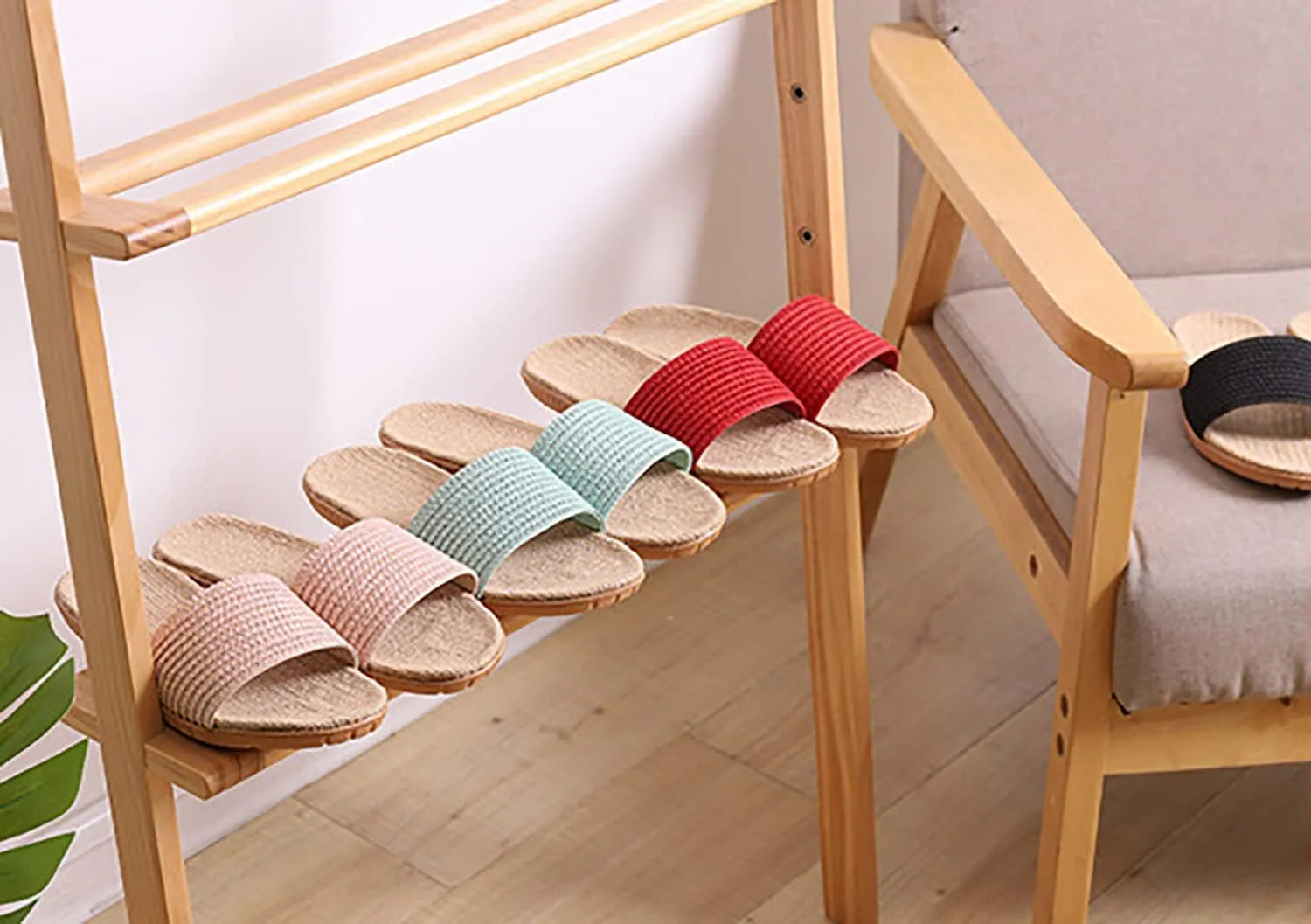 Flat bottom slippers Beach non-slip linen shoes Comfortable indoor shoes Open flip-flops