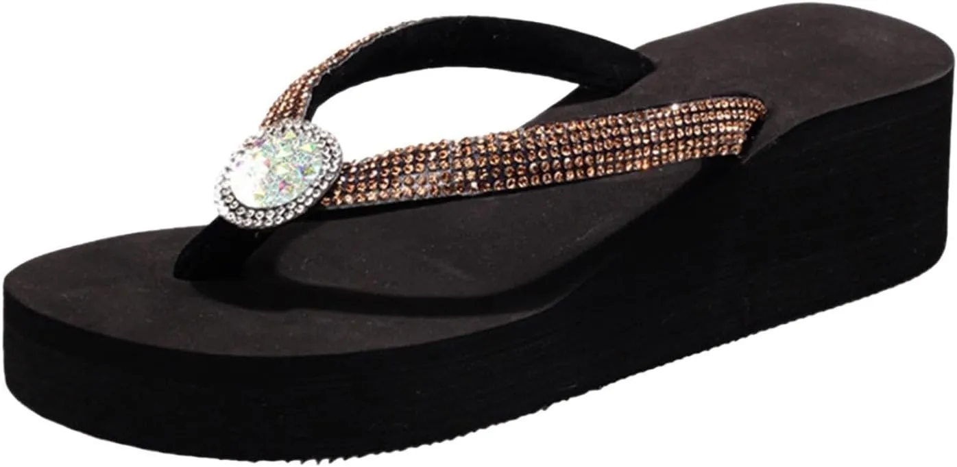 Flat Flip Flops for Women 2025,Open Toe Rhinestones Sparkly Glitter Sandals Ladies Summer Comfortable Slingback Slides Comfy Soft Memory Foam CasualShoes for Beach Holiday Outdoor Indoor
