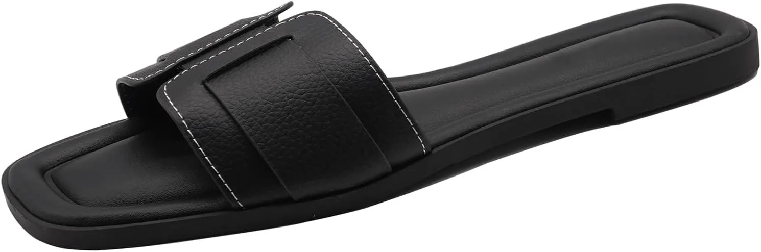 Flat Womens Sandals Flat Slide Sandals Women Black Brown White Sandals Size 6-11