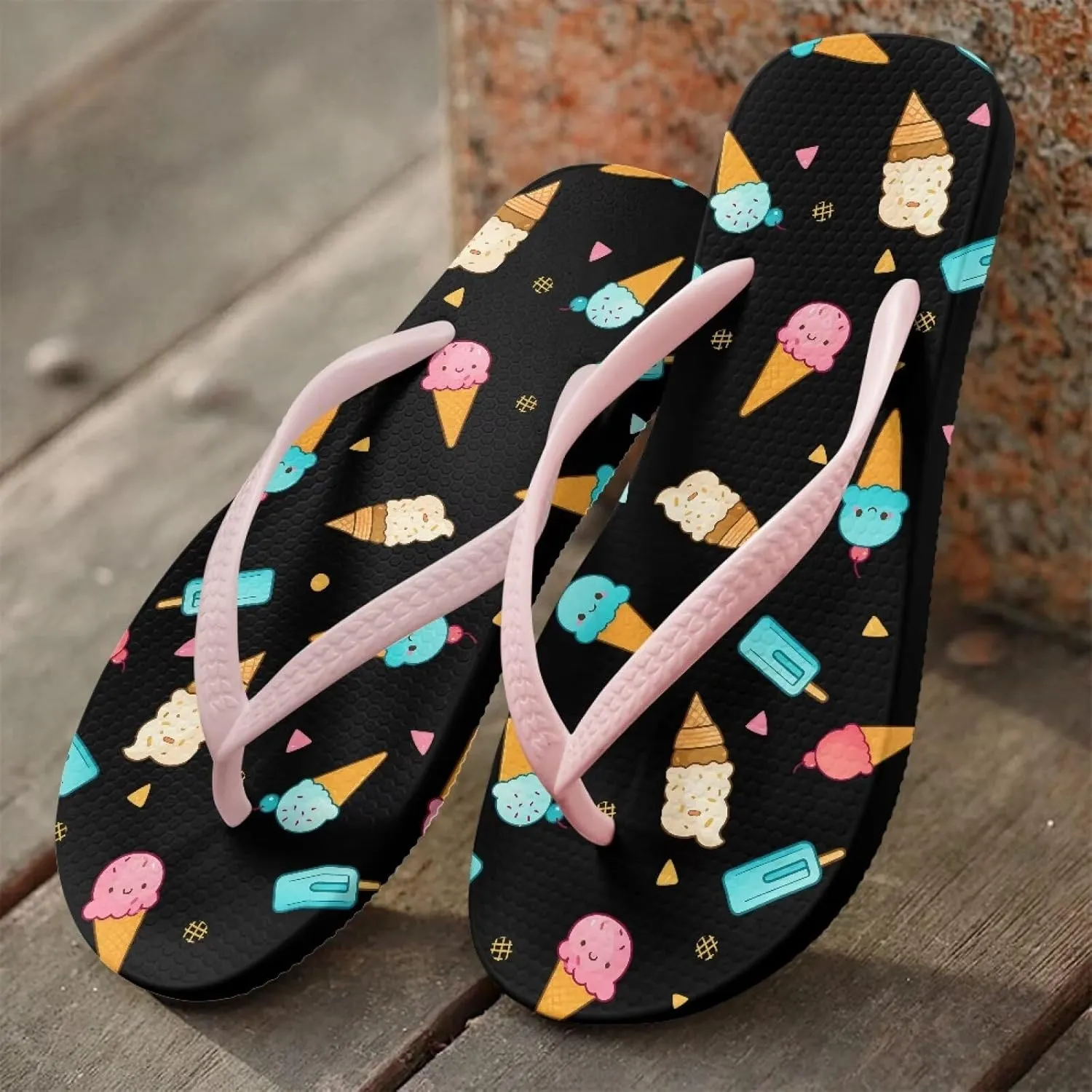 Flip Flops for Women Floral Printed Footwear Flats Sandals Lightweight Sandal Summer Beach Slides SizeUS 5-9
