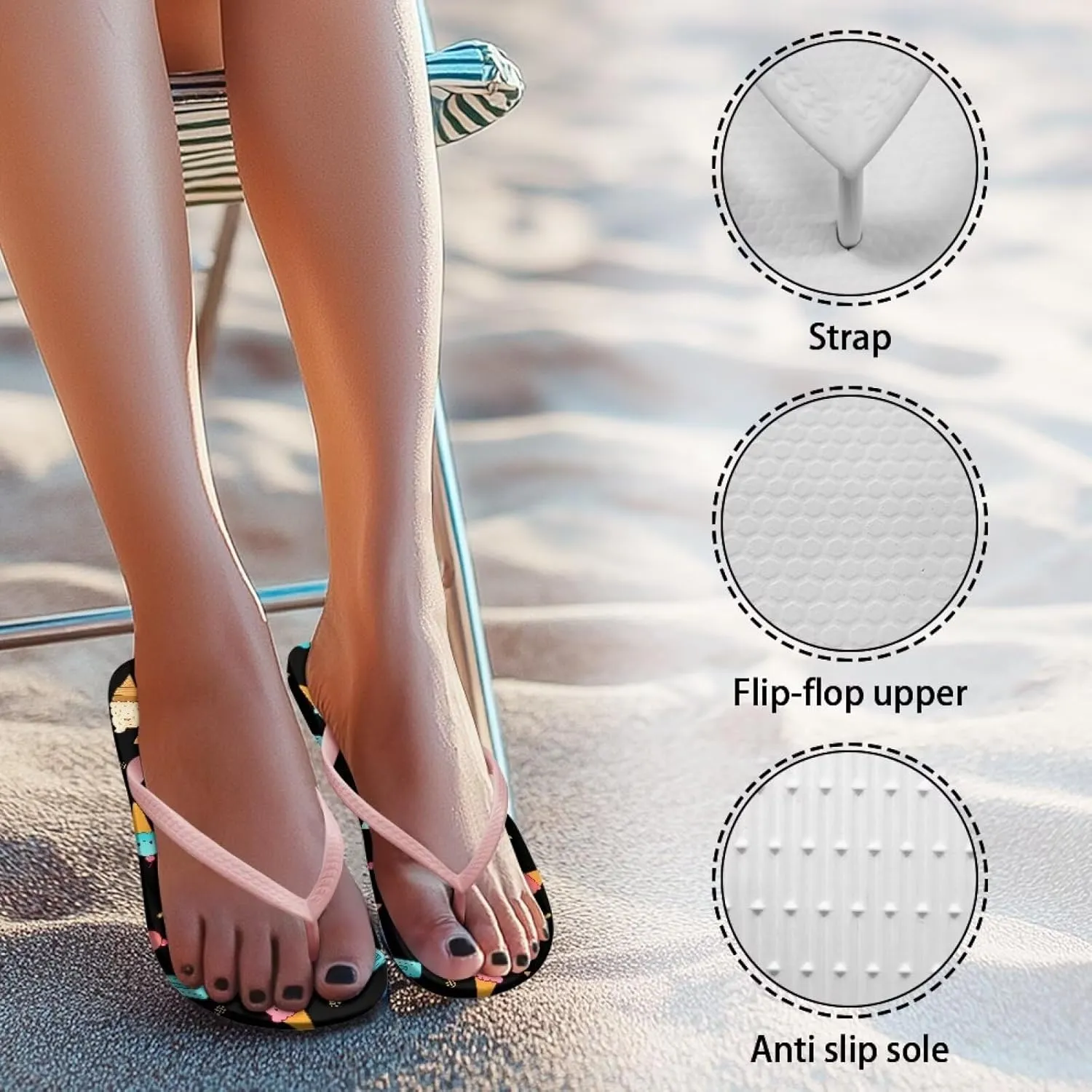 Flip Flops for Women Floral Printed Footwear Flats Sandals Lightweight Sandal Summer Beach Slides SizeUS 5-9