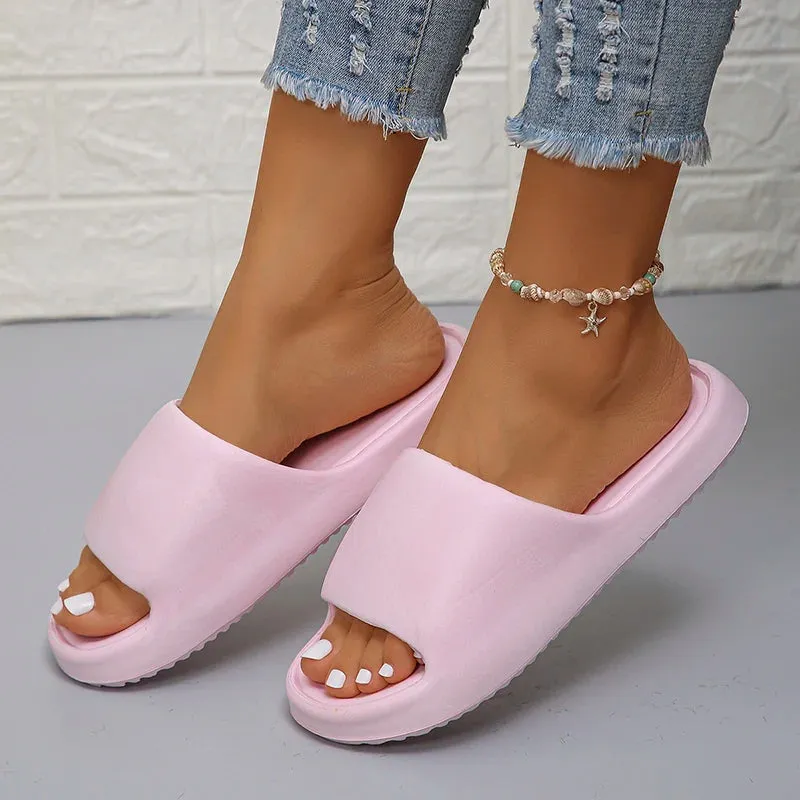 Flip flops Solid Color Simple Non-slip Soft Sole Slippers