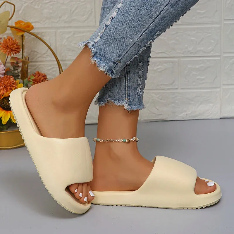 Flip flops Solid Color Simple Non-slip Soft Sole Slippers