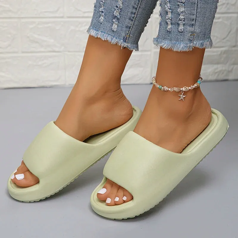 Flip flops Solid Color Simple Non-slip Soft Sole Slippers