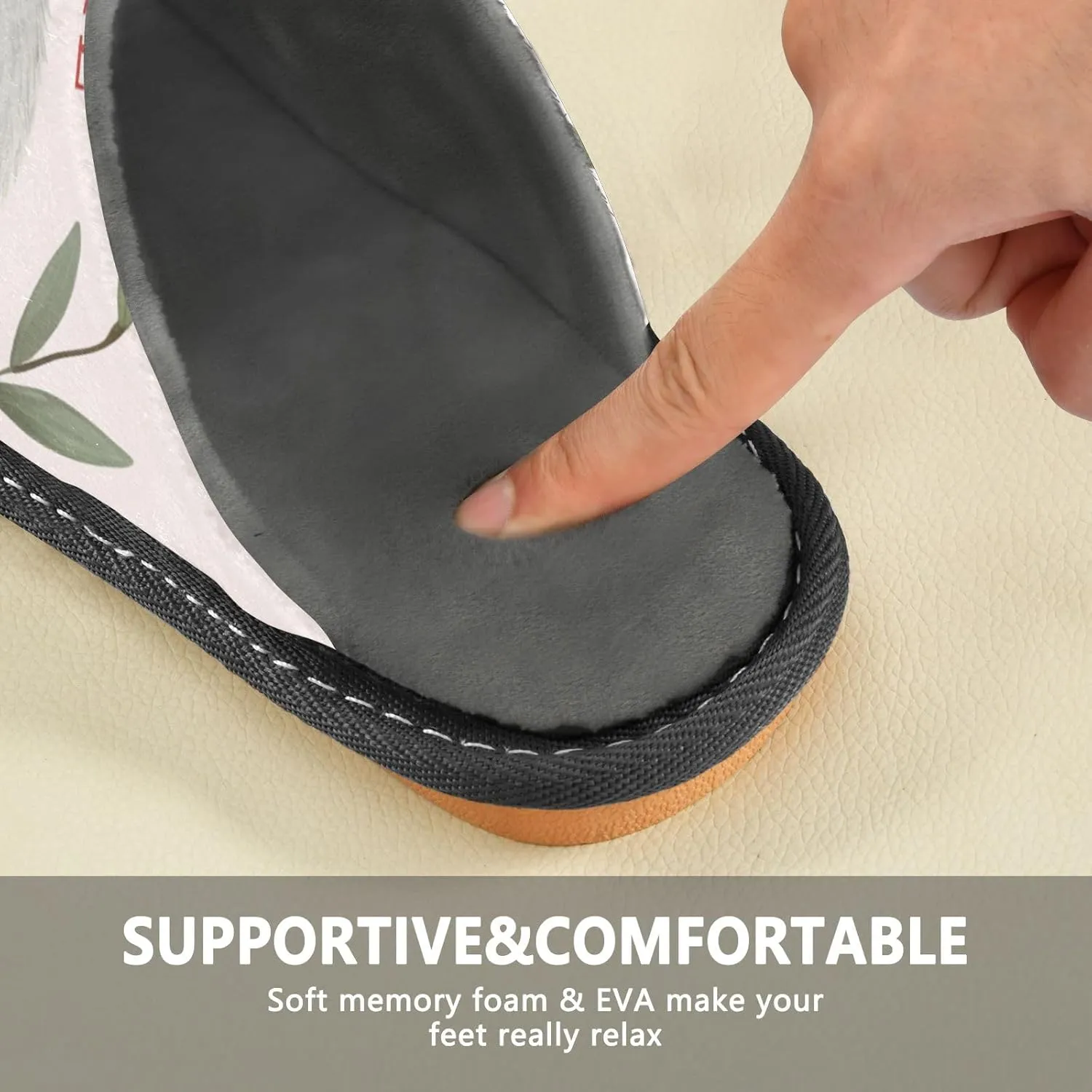 Floral Koala House Slippers, Non Slip Slippers for Women Men Warm Slippers House Shoes Indoor Outdoor Slippers