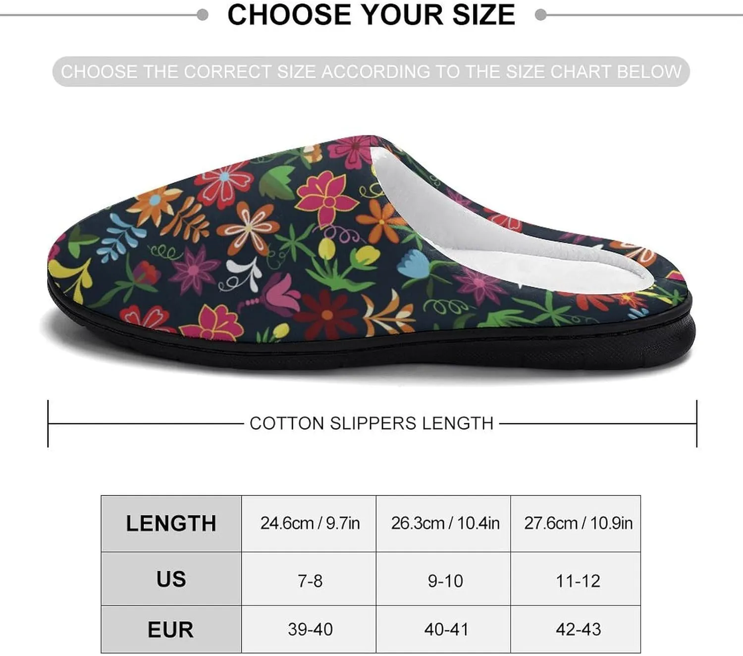 Floral Mexican Embroidery Birds Pattern Slippers for Women Girls Warm Plush Indoor Outdoor Shoes Non Slip