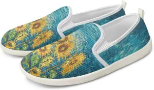 Flower Pattern Flat Mesh Shoes | Slip-Resistant Work Shoes & Tennis Shoes | Comfortable & Stylish Shoes for Women