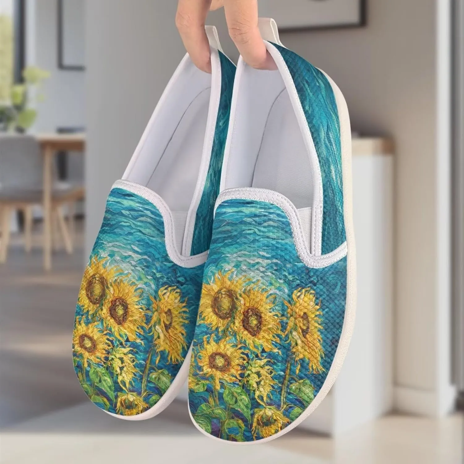 Flower Pattern Flat Mesh Shoes | Slip-Resistant Work Shoes & Tennis Shoes | Comfortable & Stylish Shoes for Women