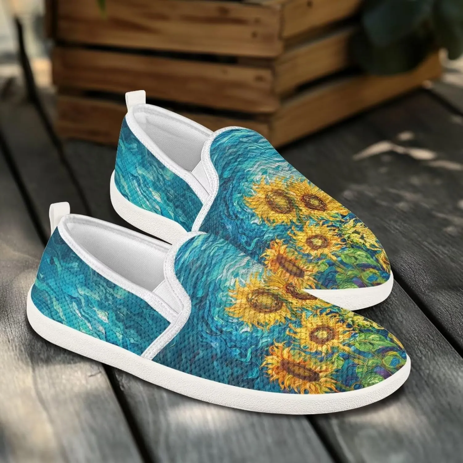 Flower Pattern Flat Mesh Shoes | Slip-Resistant Work Shoes & Tennis Shoes | Comfortable & Stylish Shoes for Women