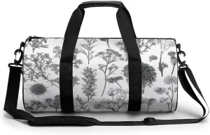 Flowering Herbs And Herbaceous Plants_76285865 Cylindrical Gym Bag Travel Duffel Bag with Dry Wet Separated Pocket for Men And Women Overnight Bag Weekender Bag Training Handbag Yoga Bag