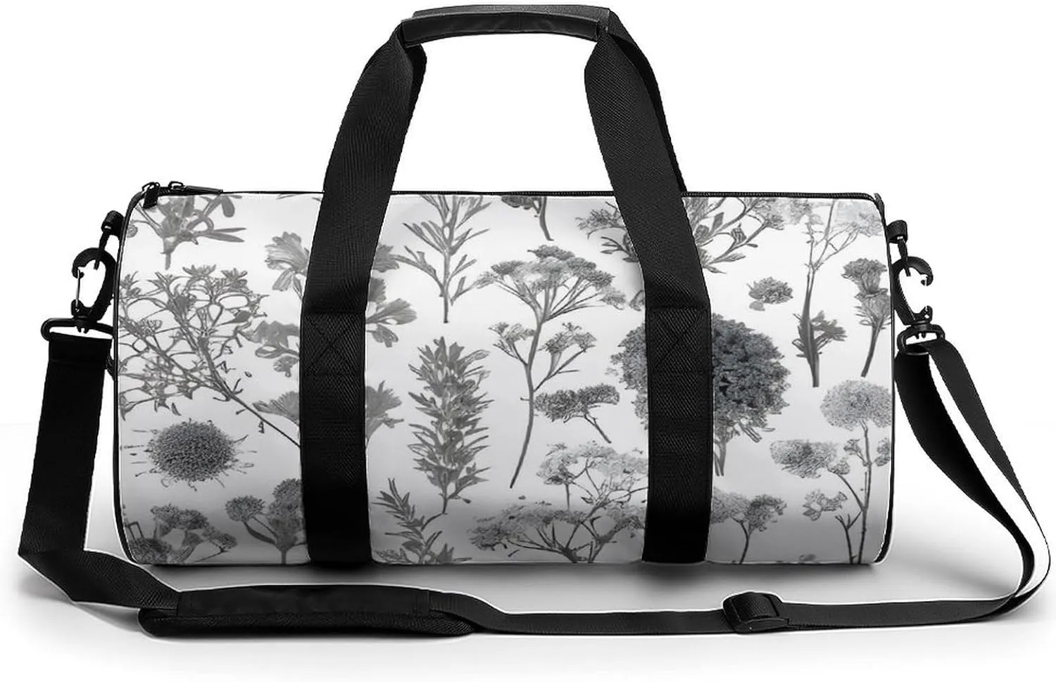Flowering Herbs And Herbaceous Plants_76285865 Cylindrical Gym Bag Travel Duffel Bag with Dry Wet Separated Pocket for Men And Women Overnight Bag Weekender Bag Training Handbag Yoga Bag