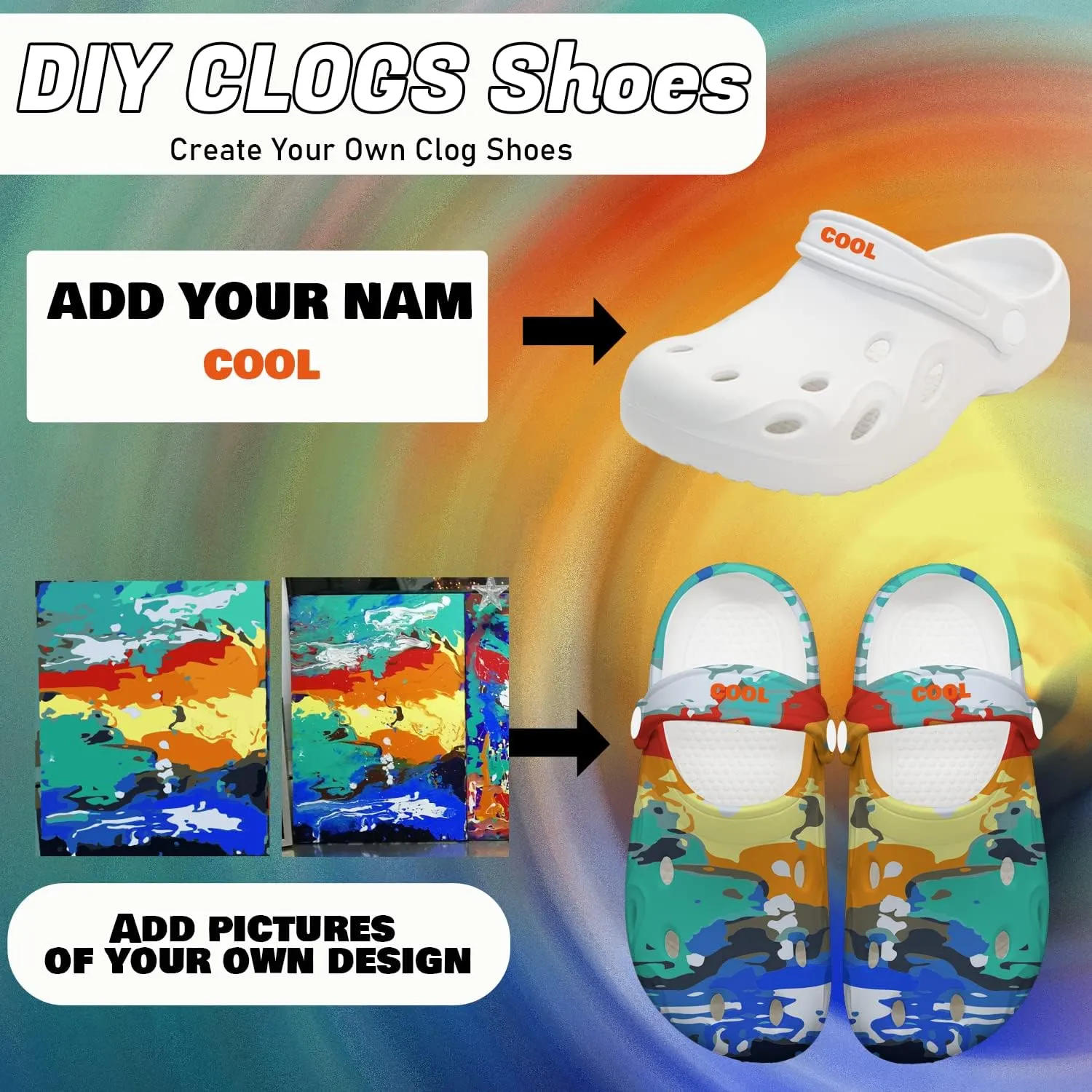 FolHaoth Personalized Photo and Text Womens Mens Clogs Custom Pet Face Name Summer Slippers Garden Shoes Cat Dog Face Custom Funny Clog Gifts for Friends, Lover, Oneself