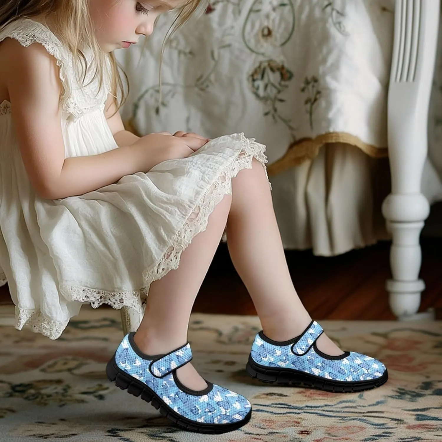 Forchrinse Funny Dachshund Print Girls Mary Jane Flats Comfort Wide Dressy Shoes for Kids/Toddler Sneakers Breathable School Shoes Size 11-2.5