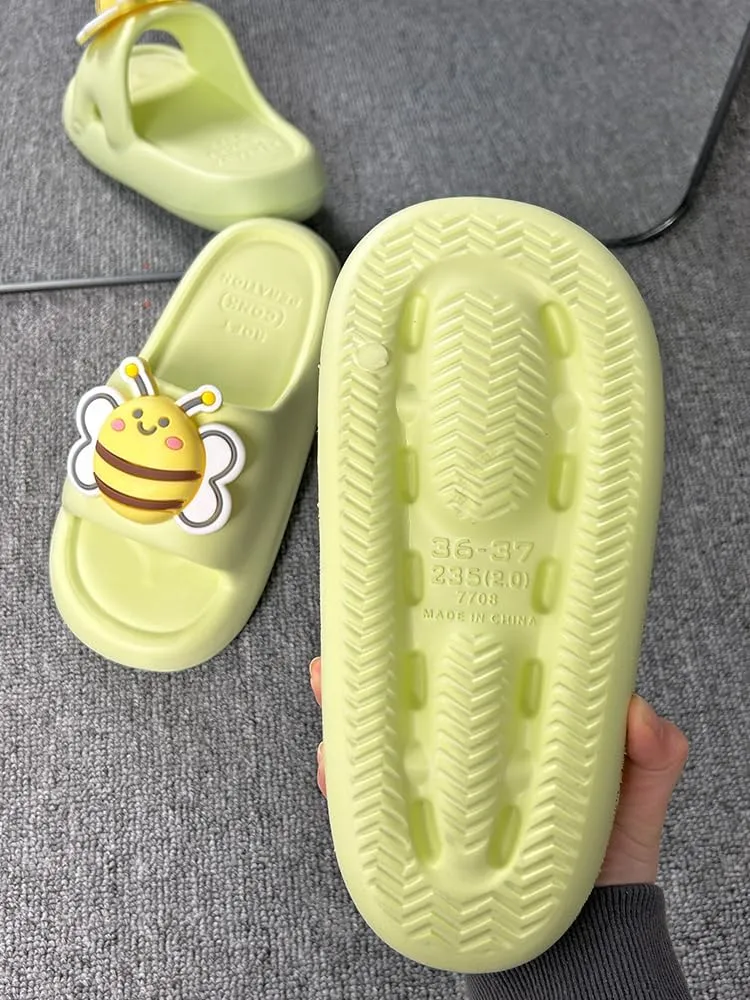 FoRes Multi Colored Cute Kawaii Bumble Bee Pillow Slipper Cloud Slides Non-Slip Summer Slipper