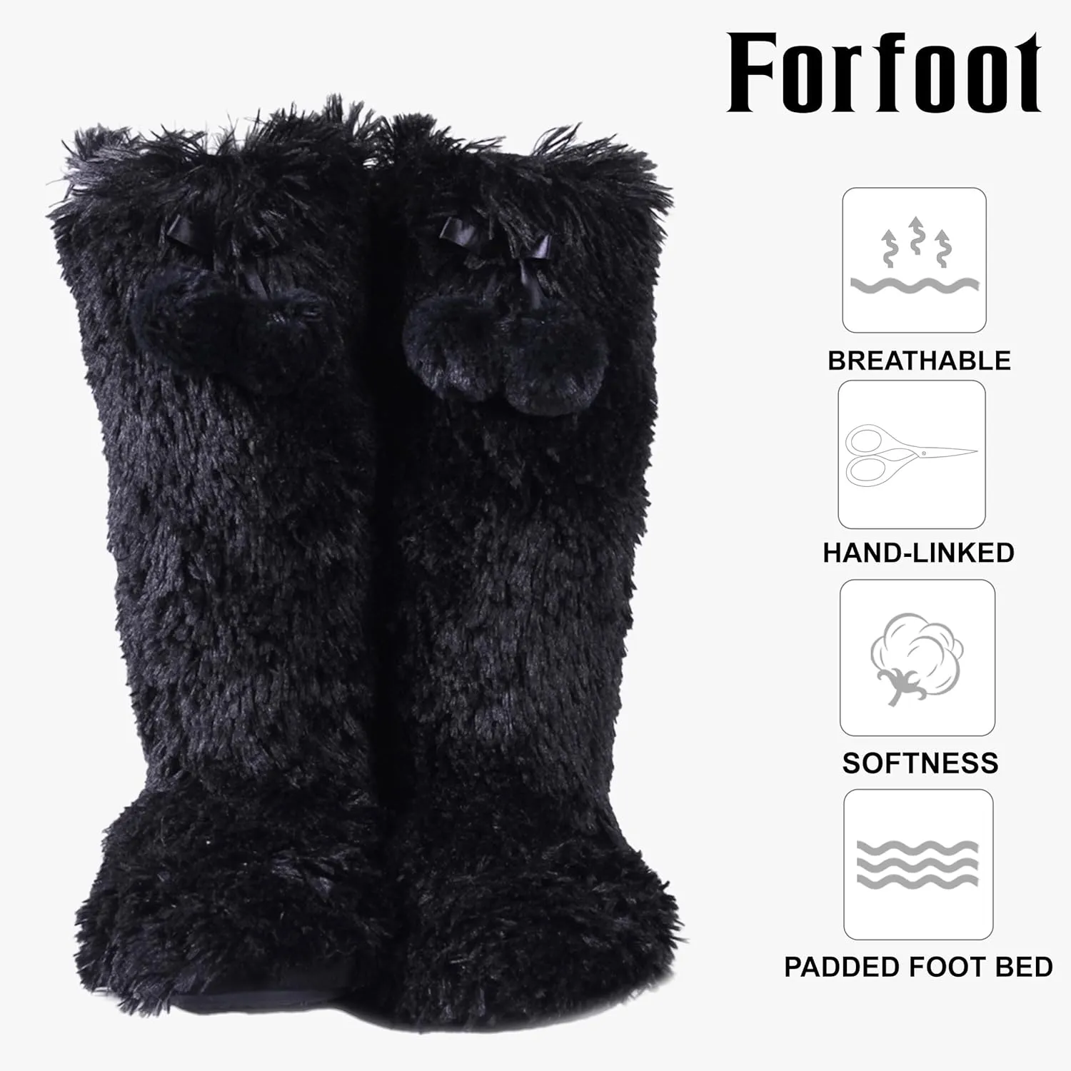 Forfoot Slippers Womens Indoor Slipper Boots for Ladies Girls with Knitted Upper and Bow