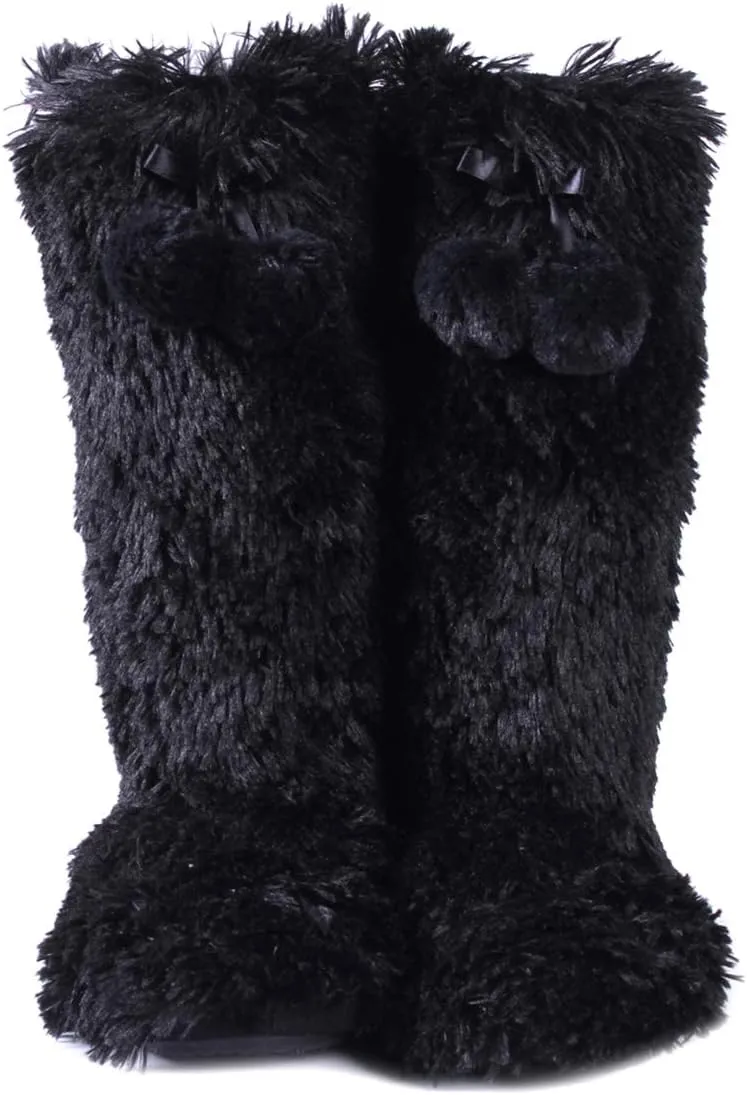 Forfoot Slippers Womens Indoor Slipper Boots for Ladies Girls with Knitted Upper and Bow