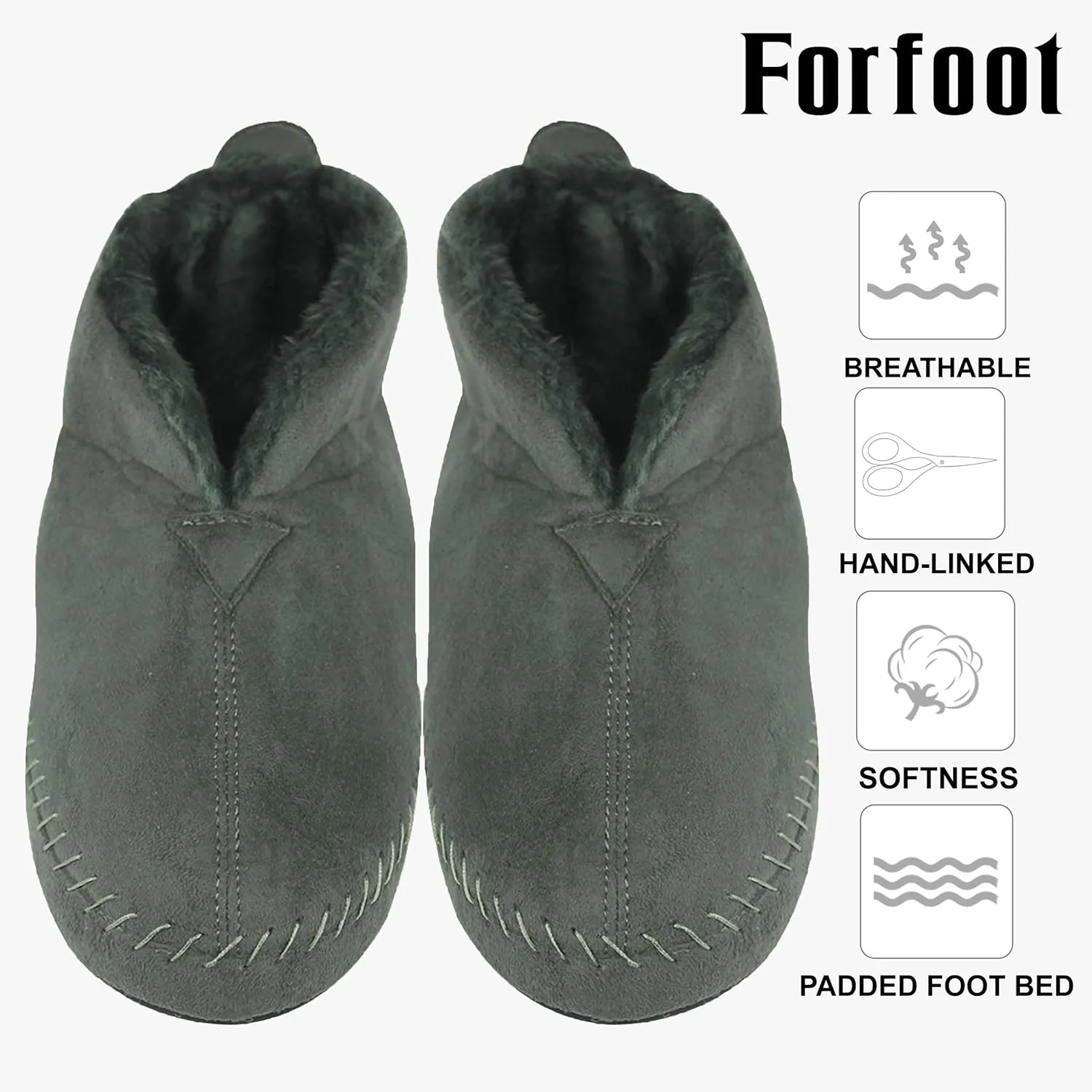 Forfoot Women's Bootie Slippers Plush Non Slip Slip on Indoor Boots House Shoes